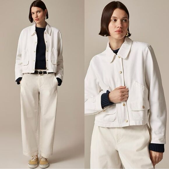 NWT J CREW Short Barn Jacket™ in cotton twill in White - Picture 1 of 8